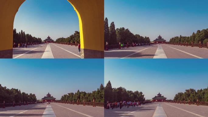 北京天坛公园大范围延时摄影素材4K