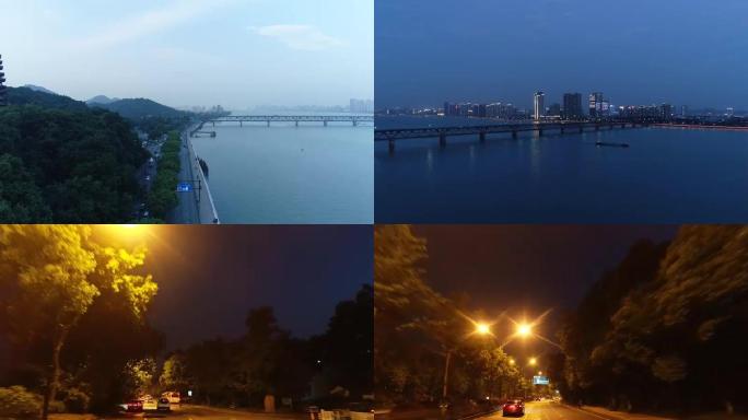 钱塘江六和塔钱塘江大桥航拍4K素材