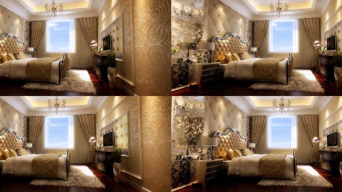 3D动画住宅欧式卧室豪华装修