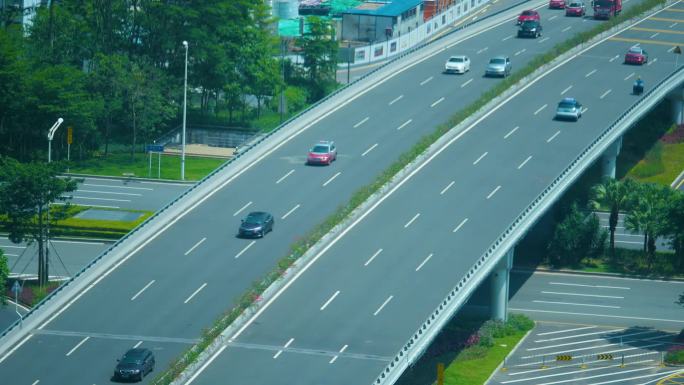 深圳车流汽车城市交通道路大楼高层作业