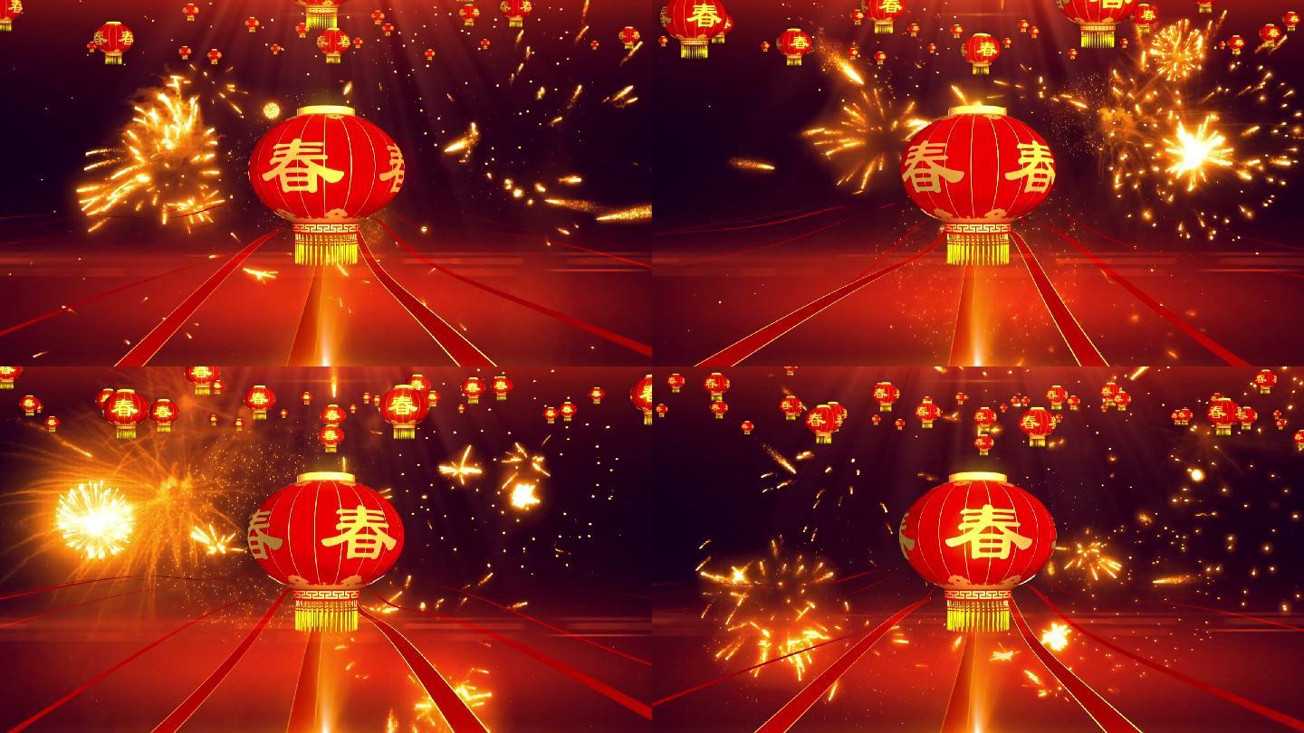 春节大红灯笼循环背景