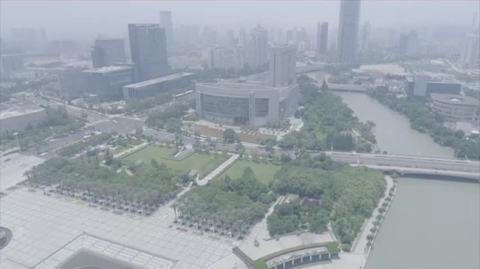 浙江温州世纪广场带灰度可调色视频航拍视频