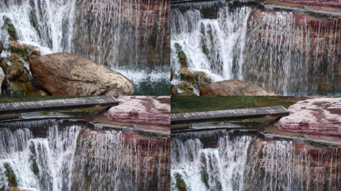 巨石瀑布流水