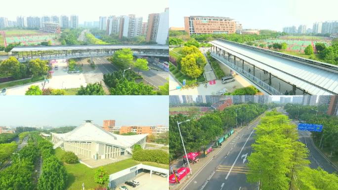 航拍广州大学城华工天桥
