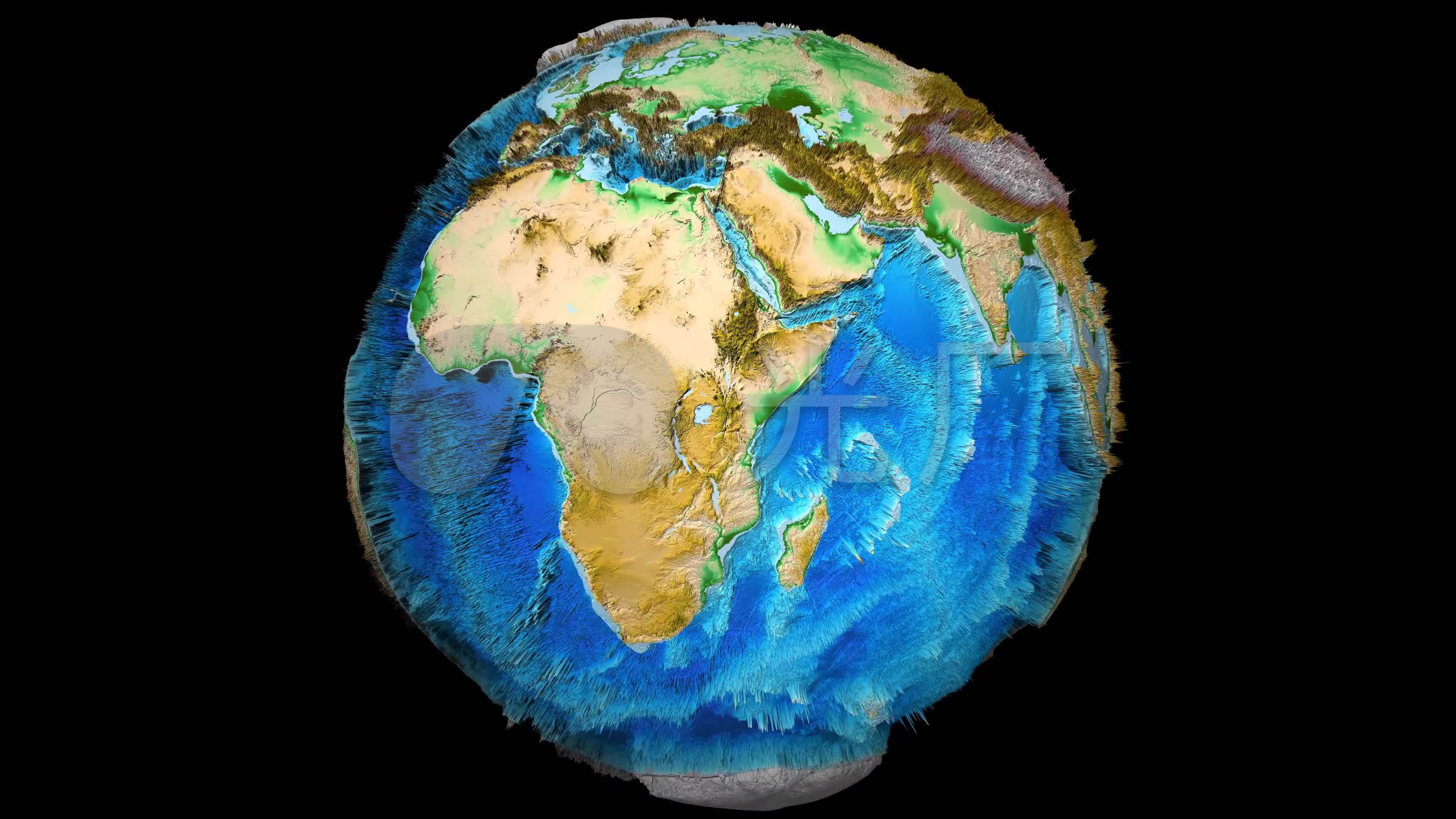 地球原貌地形地貌3D浮雕地球4K超高清_3840