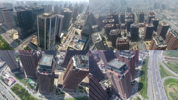 航拍郑州城市高楼大厦车流视频素材