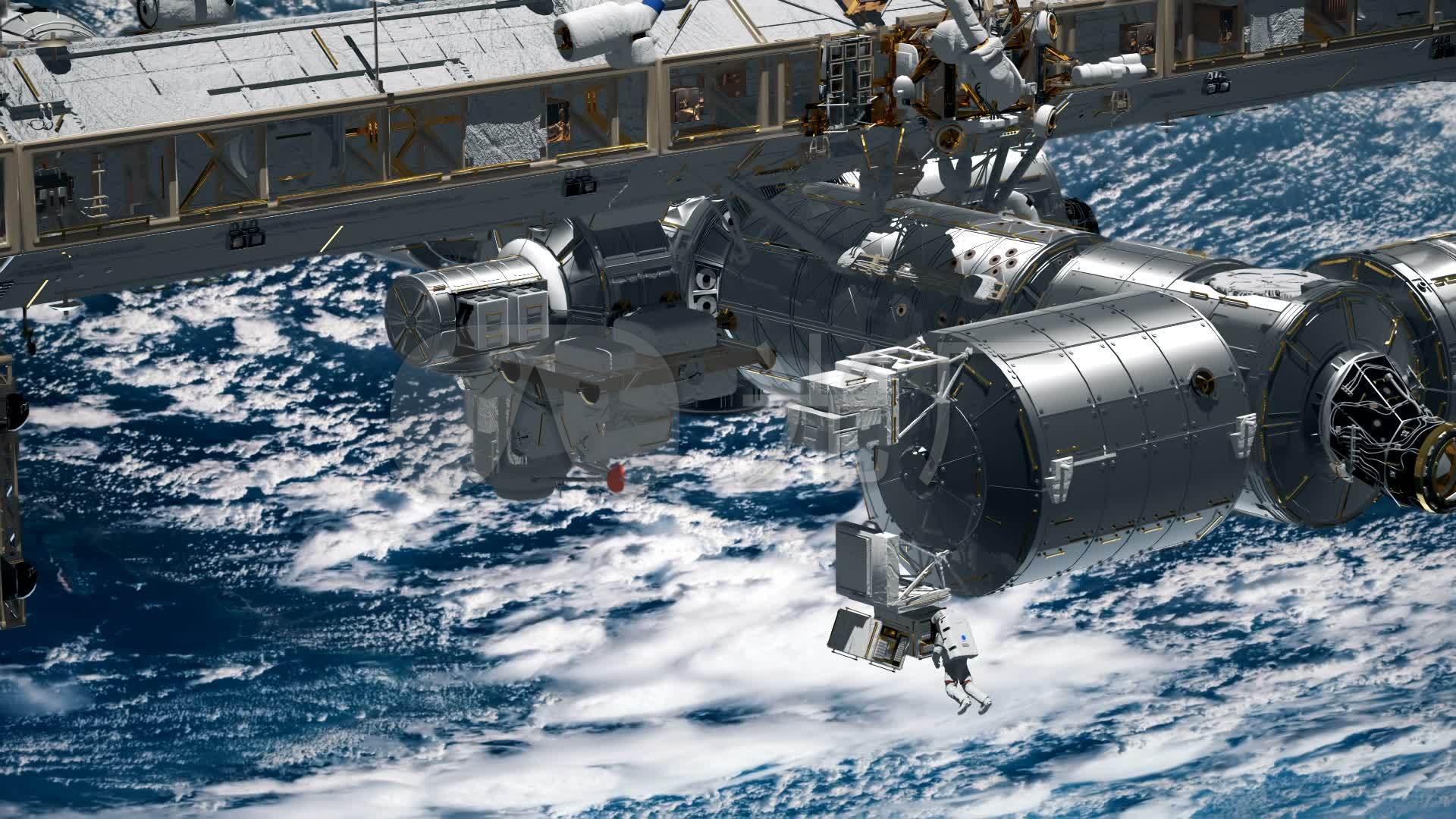 國際空間站太空飛船宇宙宇航衛星_1920x1080_高清視頻素材下載(編號