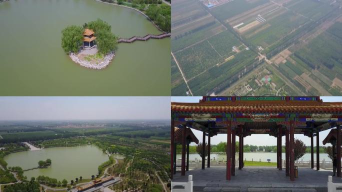航拍北京通州区永乐生态公园