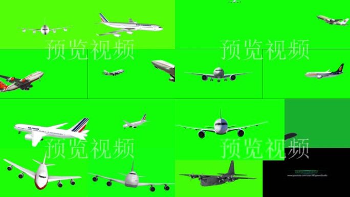 抠绿客机飞机视频包