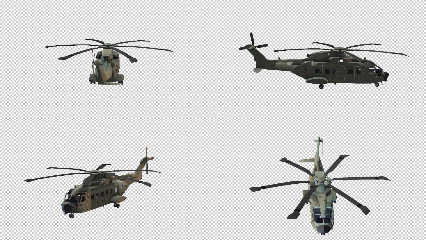 透明通道18个直升飞机视频素材