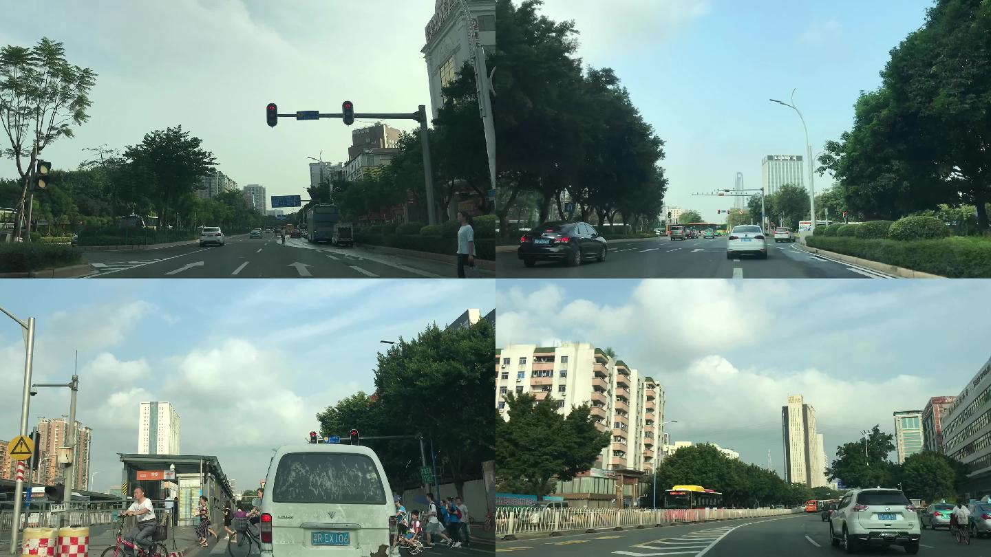 延时拍摄广州市区车辆行驶在大路上车来车往