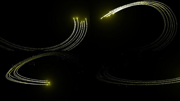 金色线条光效划过飞过动态循环带通道