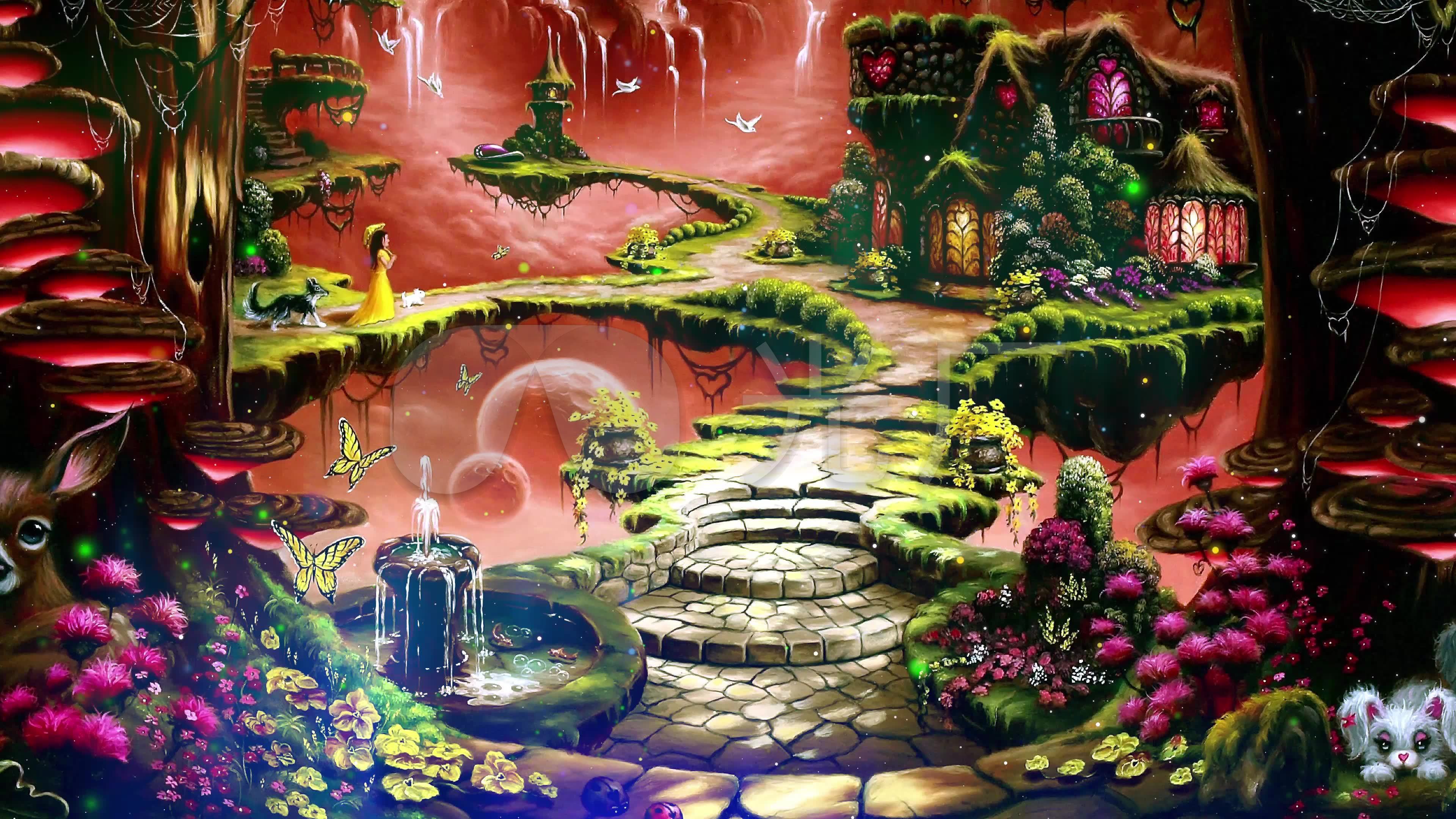 4k唯美梦幻粒子童话森林童话世界