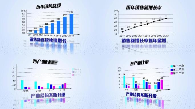 简洁动感数据图表（四种类型）