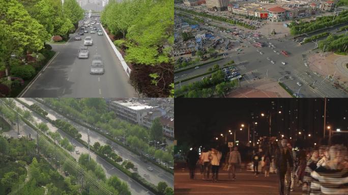 人流车流合肥城市街道延时摄影改革开放