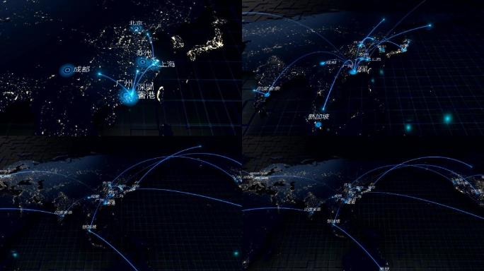 黑科技世界地图连线动画