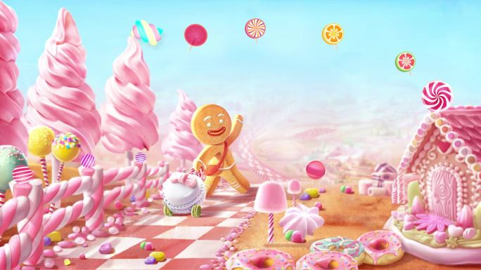 梦幻粉色糖果卡通背景视频