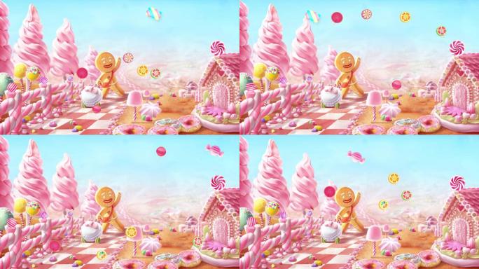 梦幻粉色糖果卡通背景视频