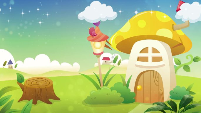 卡通森林蘑菇屋视频背景