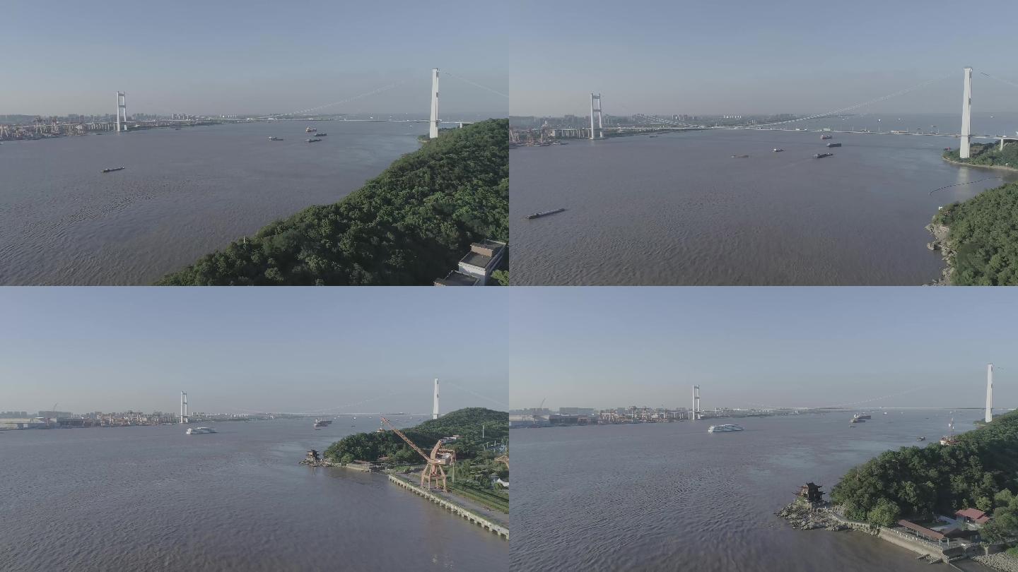 泰州江长江江阴大桥航拍4kD-log灰度
