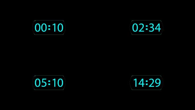 科技感24小时数字时钟ae模板，速度可调