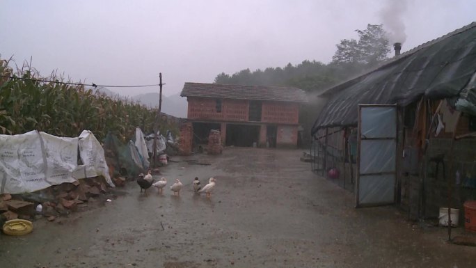 山区下雨天农村环境