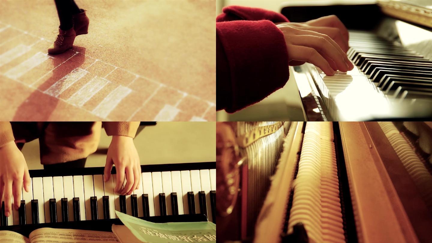 校园弹钢琴女生校园弹钢琴练钢琴弹乐谱