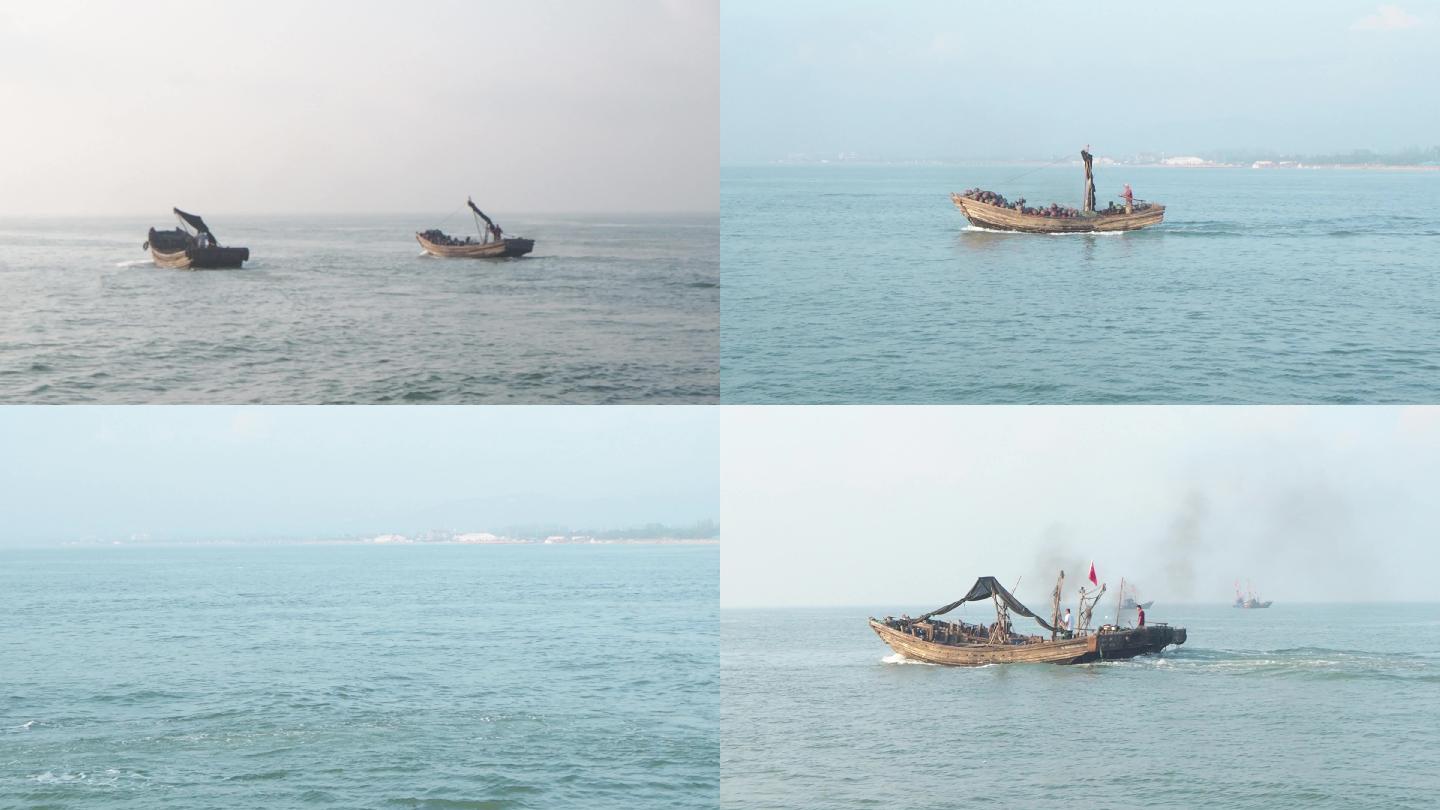 渔船出海小渔村 开海 渔民