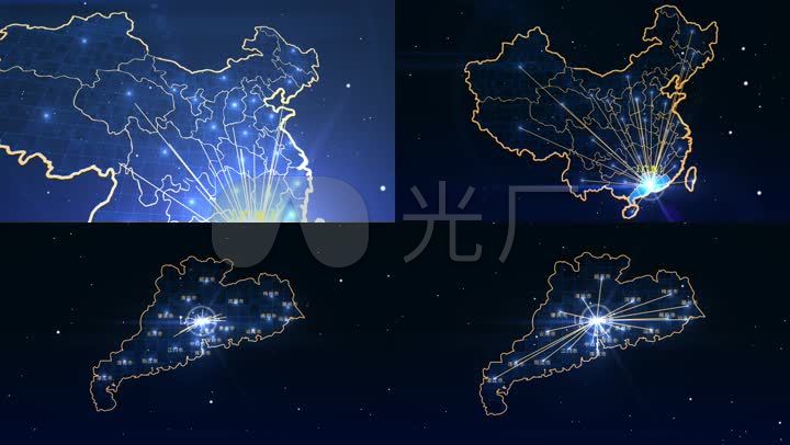 科技光线链接广东地图动态视频_1920X1080_
