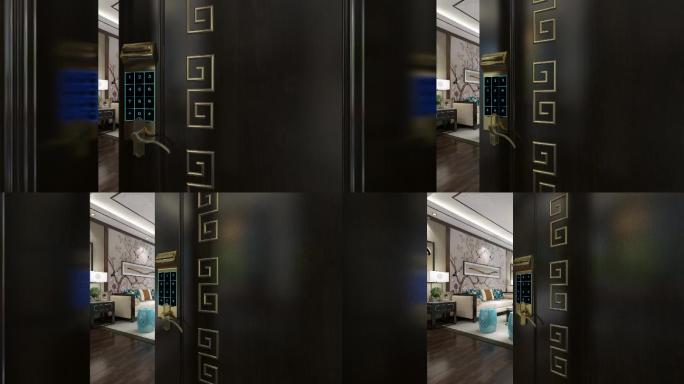 新中式客厅电梯入户密码锁