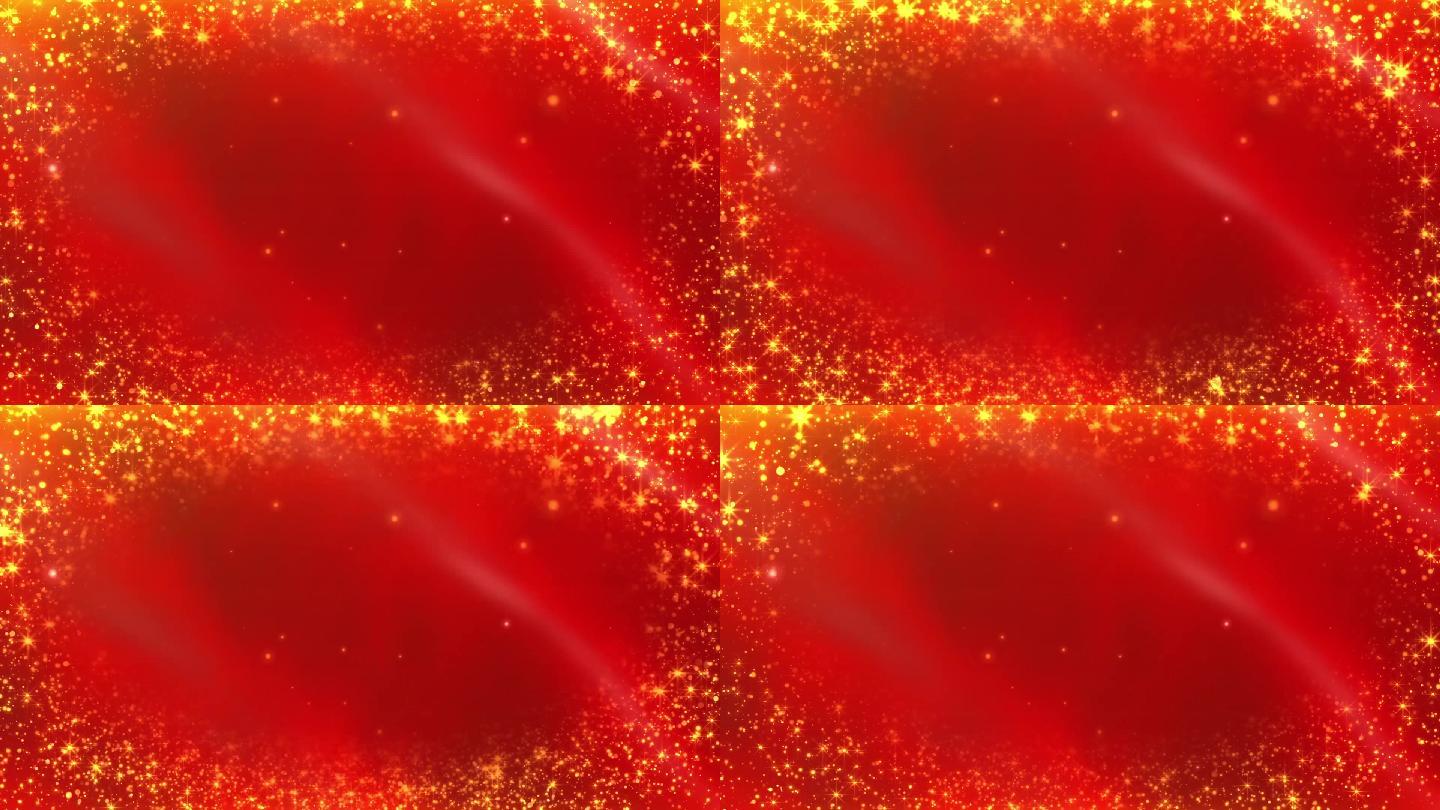 金色粒子边框红色背景循环