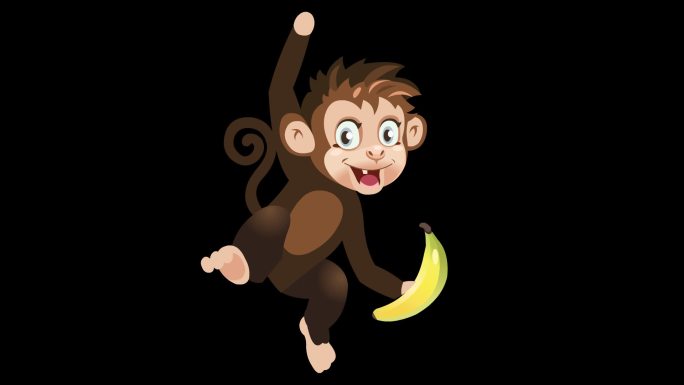 卡通猴子香蕉动态循环带通道