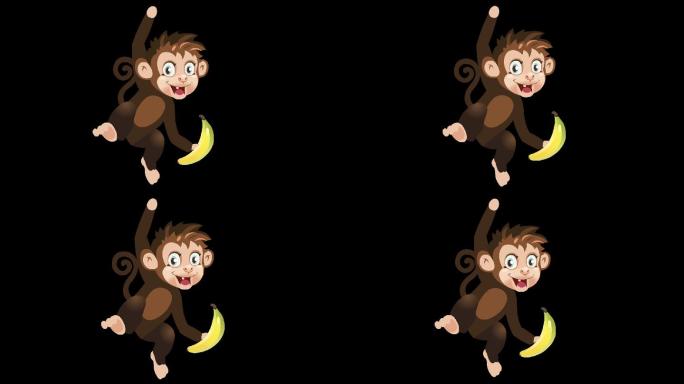 卡通猴子香蕉动态循环带通道