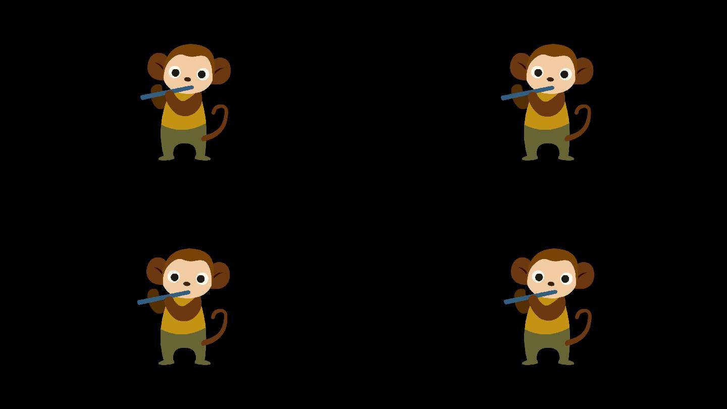 卡通猴子吹笛子循环带通道