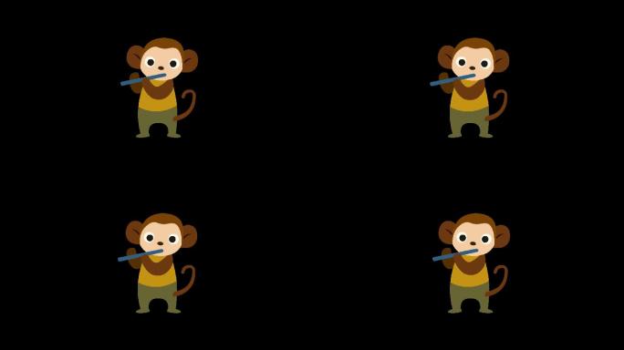卡通猴子吹笛子循环带通道