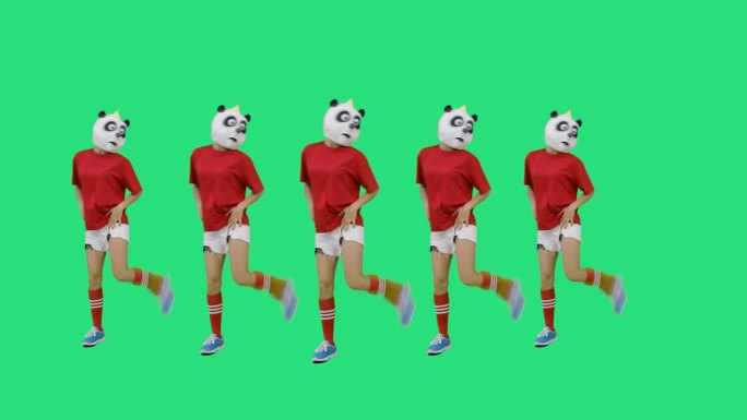 熊猫面具红衣seve鬼舞步舞蹈素材