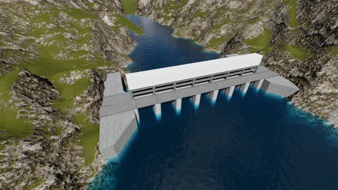 水电站水闸大坝动画水利工程设施