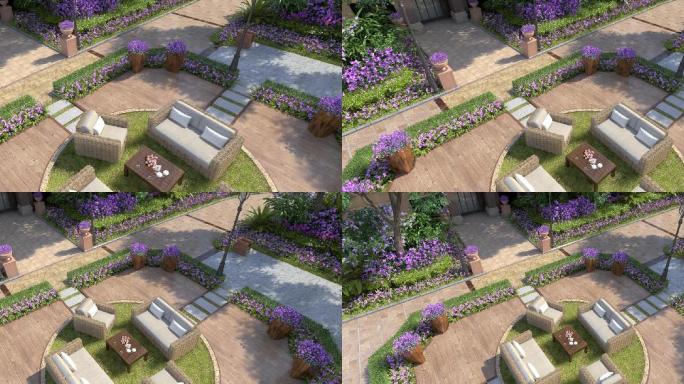 3D动画-户外花园景观休闲座椅