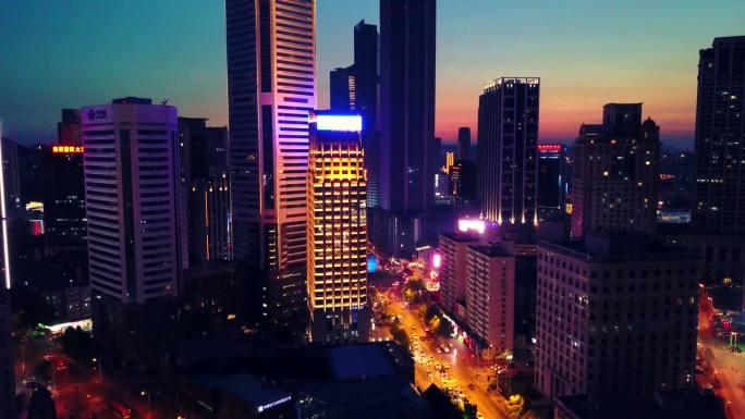 航拍城市夜景风光