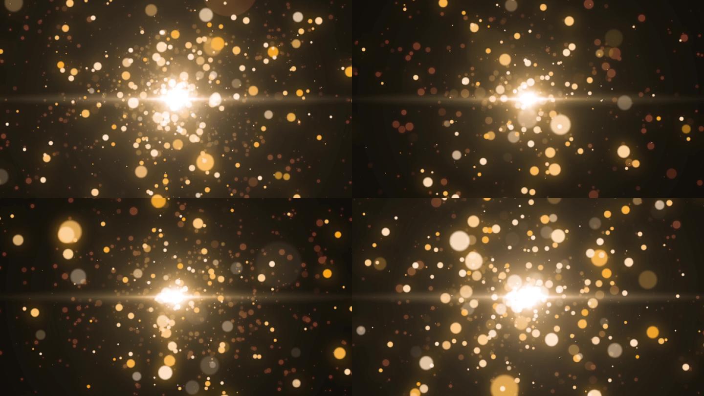 金色粒子光斑推进空间背景循环