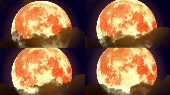 4K乌云穿过月球背景