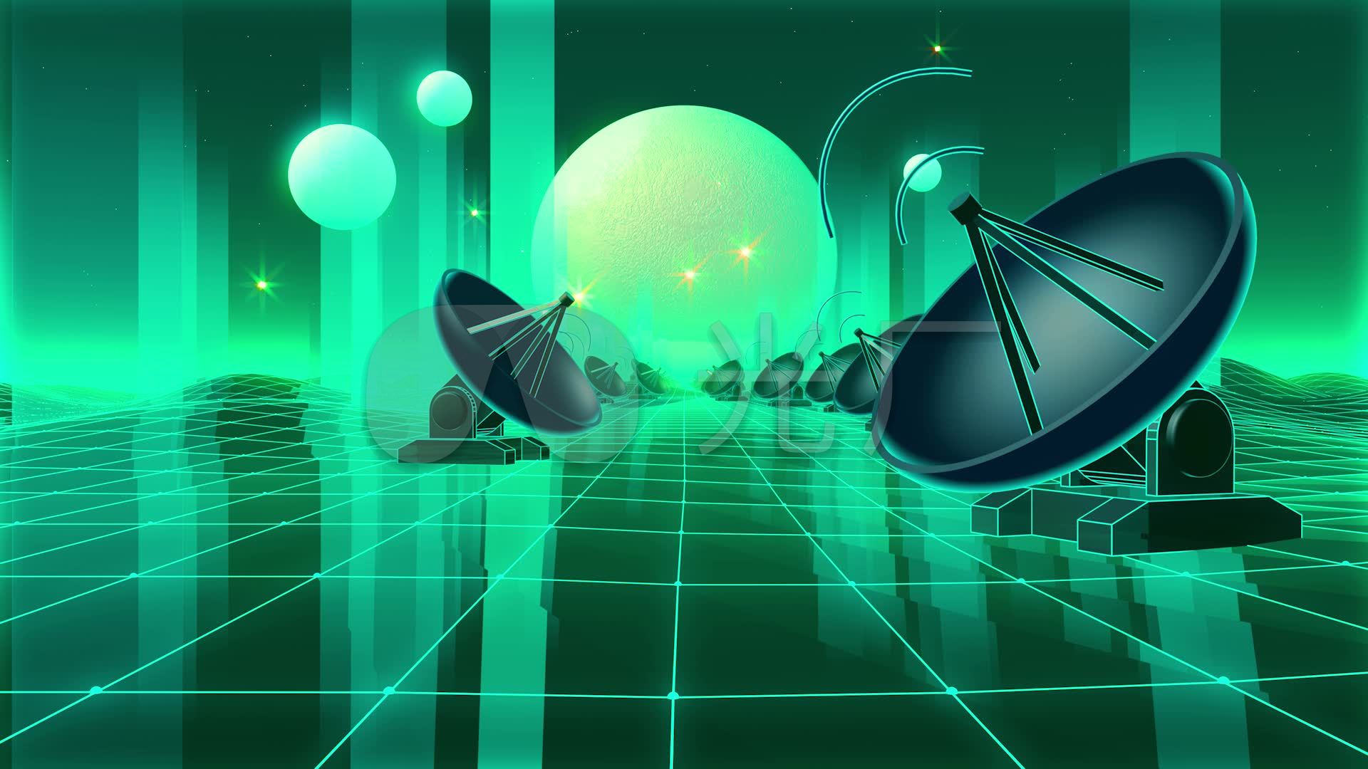 未来通讯科技通信卫星卡通动画背景