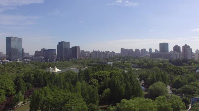上海静安大宁灵石公园4k航拍