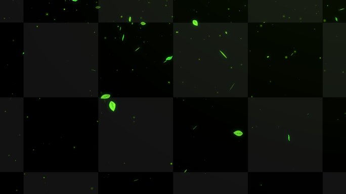透明通道绿色树叶飘落粒子光斑