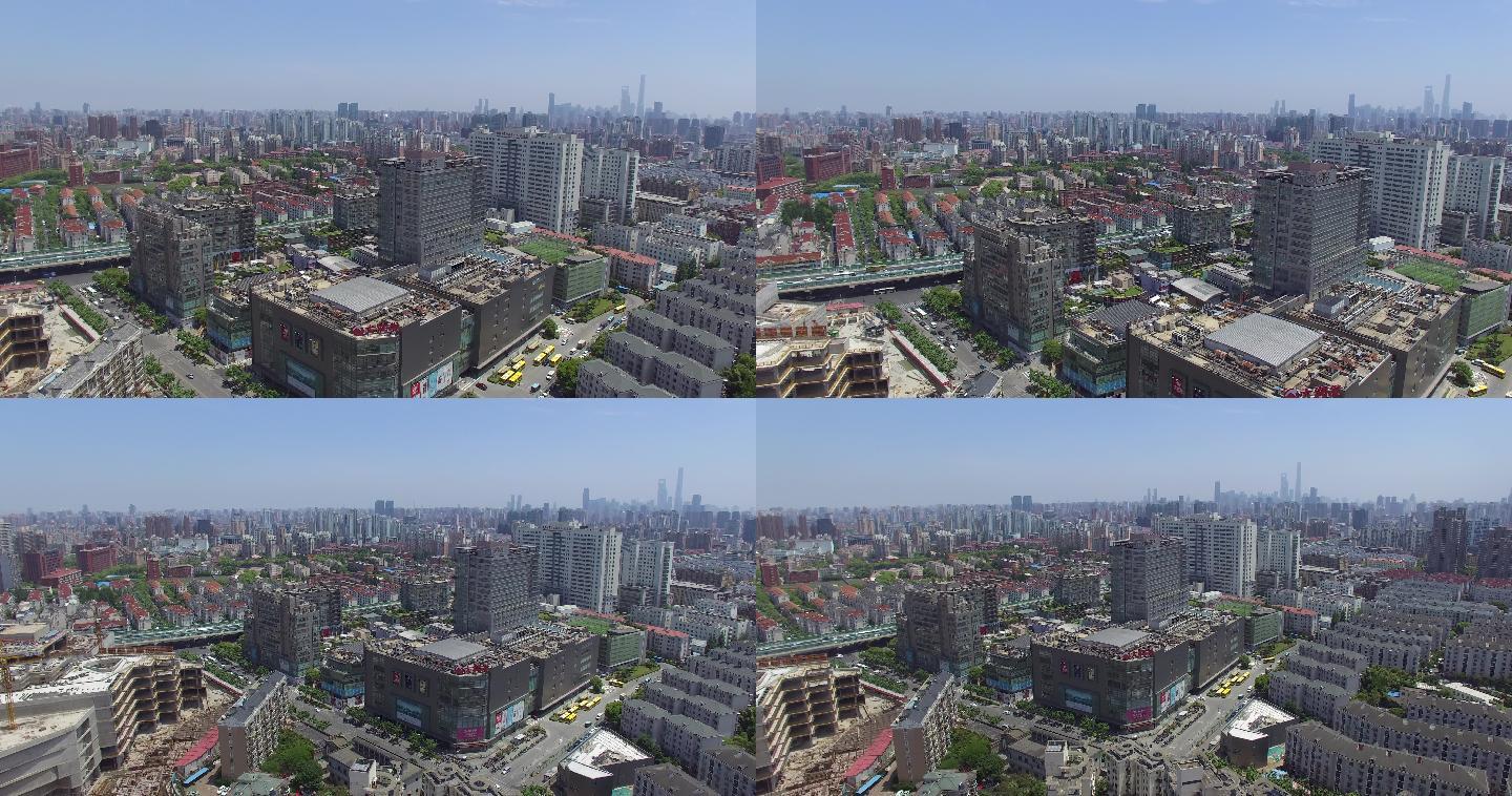 上海闸北新静安城区航拍空镜