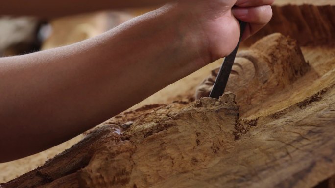 工匠木雕文化传承空镜头