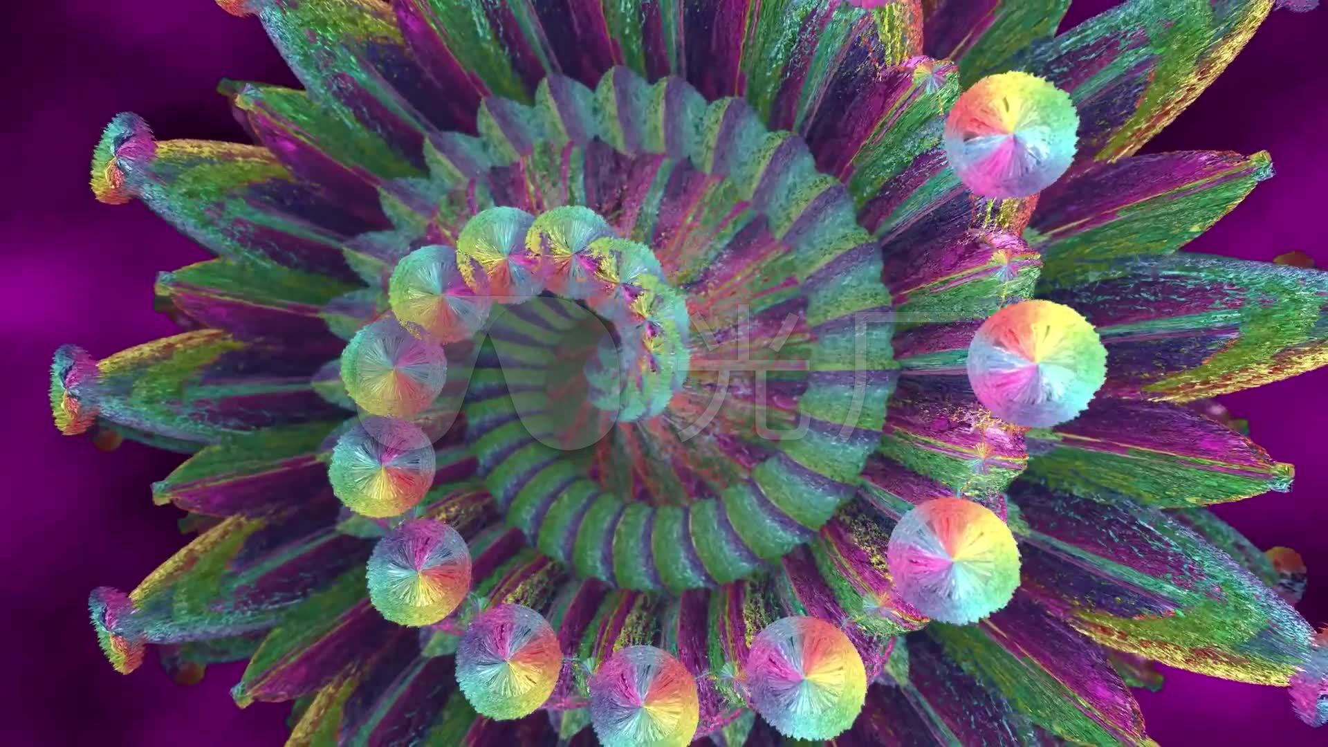 彩色3d螺旋花绽放vj舞台背景