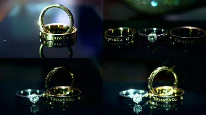 婚礼素材钻石戒指微距素材婚礼对戒