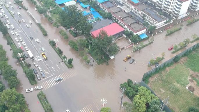 暴雨后城市内涝高清航拍