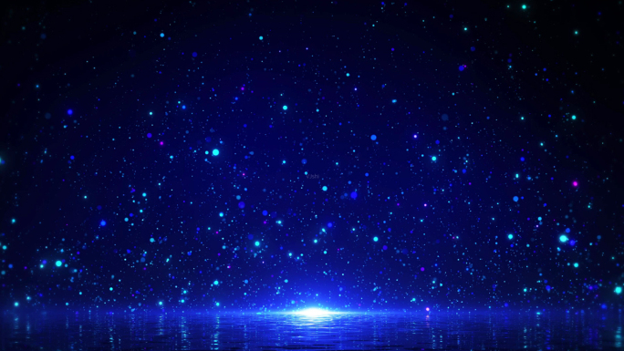 4K超清蓝色湖面星空粒子